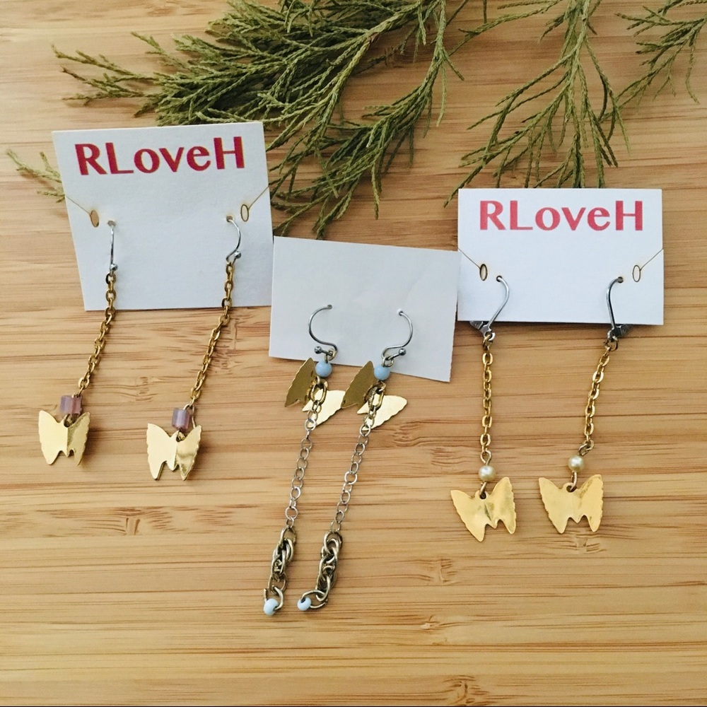 Vintage Gold Butterfly Dangle Earrings | Choose Your Design